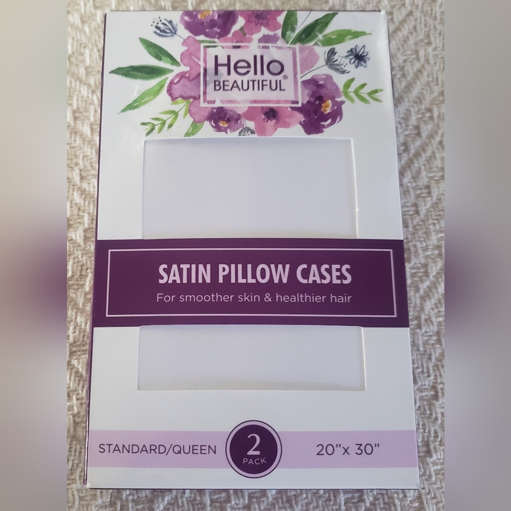 NIB HELLO BEAUTIFUL SATIN PILLOW CASES. 2 PACK.FITS STANDARD/QUEEN SIZE 20"X 30"